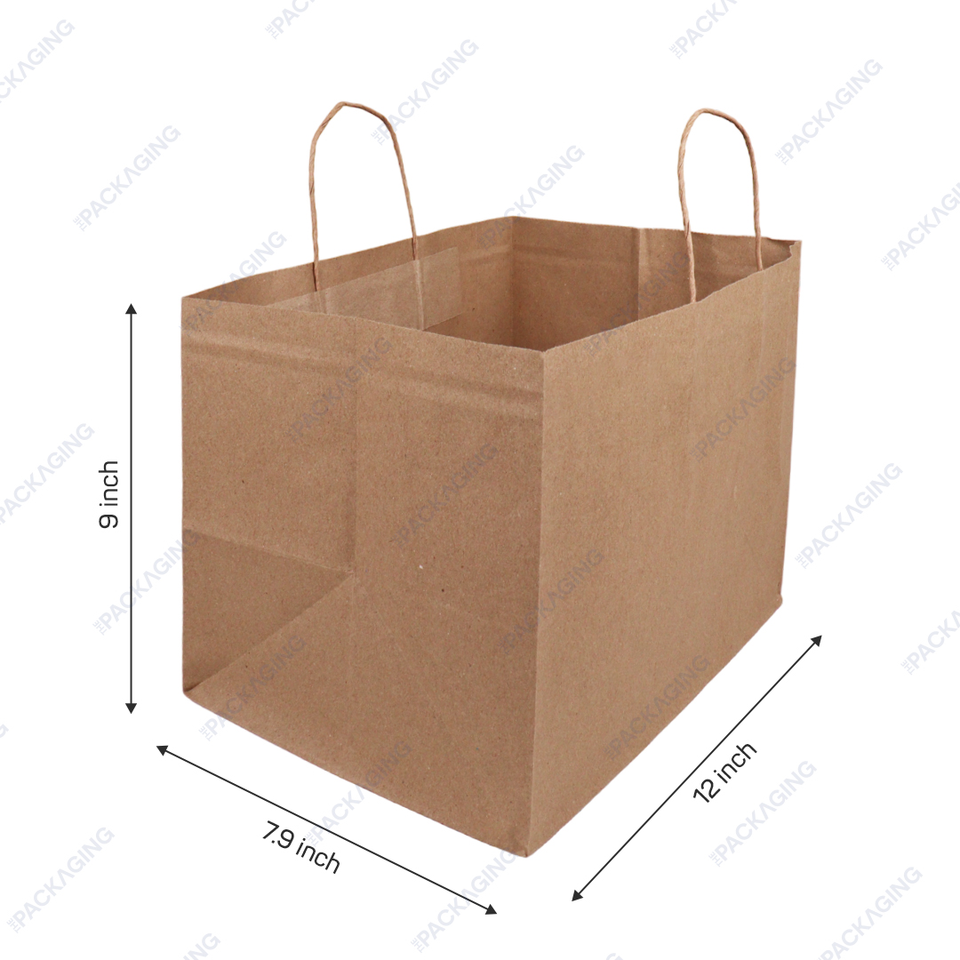 size 3 - 12 x 7.9 x 9 - Kraft Paper Carry Bag With Handle - The
